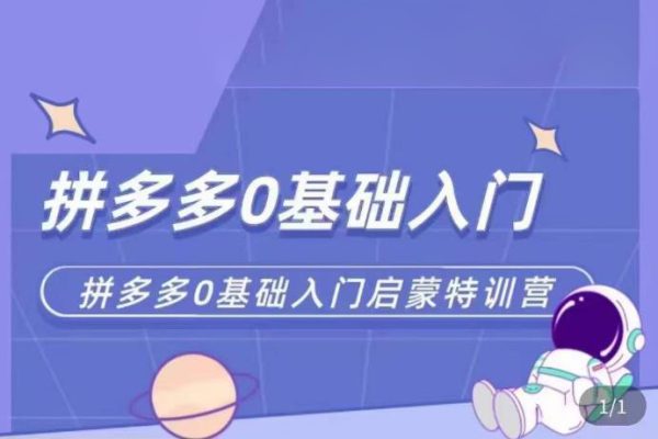拼多多運營0-1實操特訓營，拼多多0基礎入門，從基礎到進階的可實操玩法