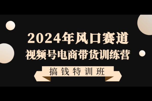 2024年風(fēng)口賽道視頻號電商帶貨訓(xùn)練營搞錢特訓(xùn)班
