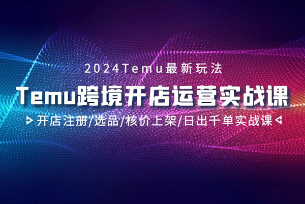 2024年Temu跨境開店運營實操課，開店注冊/選品/核價上架/日出千單實戰課