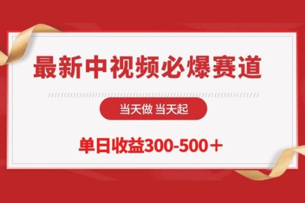 最新中視頻必爆賽道，當(dāng)天做當(dāng)天起，單日收益300