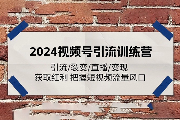 2024視頻號(hào)引流訓(xùn)練營(yíng)：引流/裂變/直播/變現(xiàn) 獲取紅利 把握短視頻流量風(fēng)口