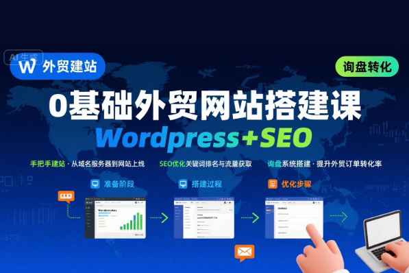 WordPress外貿(mào)建站+SEO優(yōu)化課程，手把手教你從0到1搭建可獲得詢盤的外貿(mào)網(wǎng)站